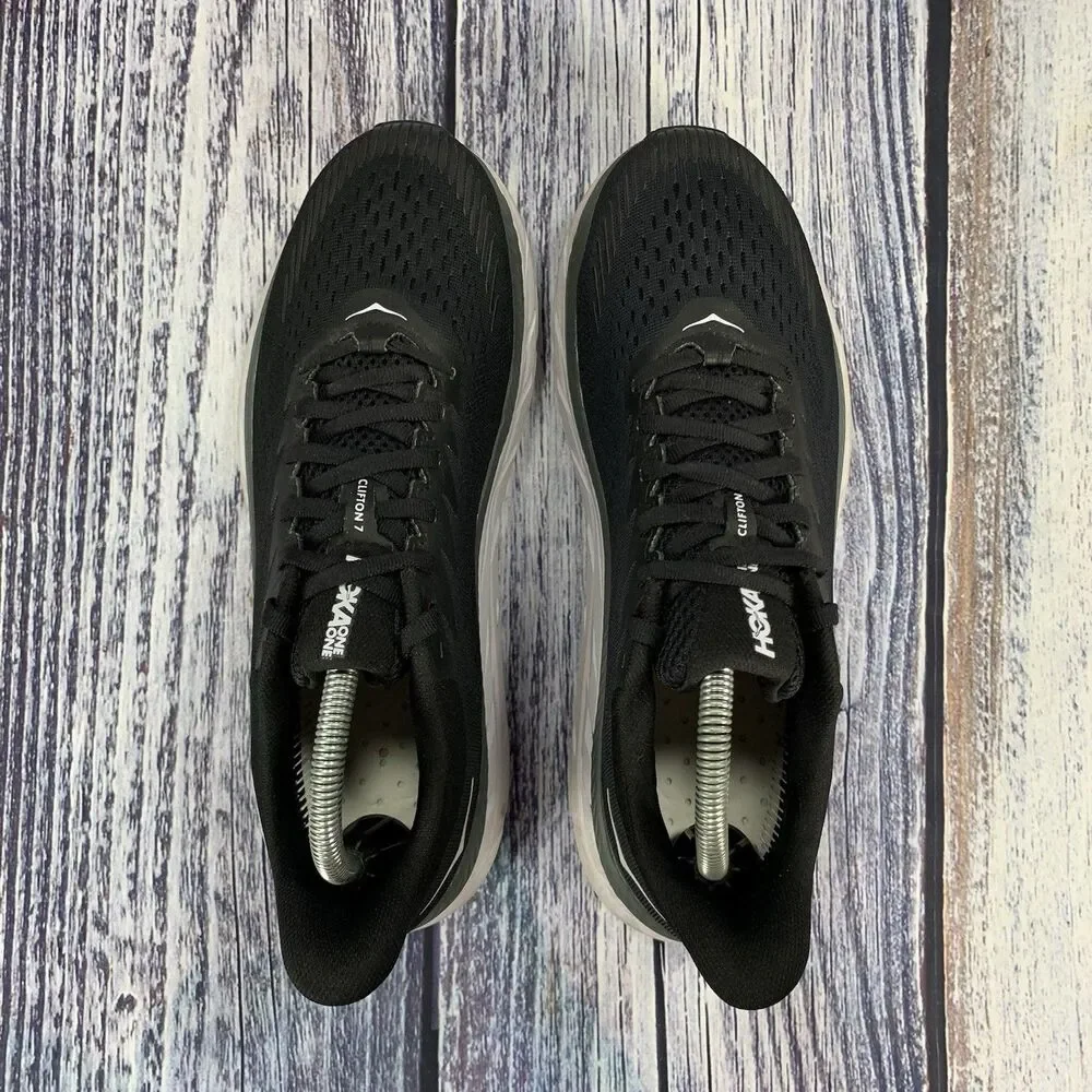 Hoka One One Clifton 7 Black White Sneakers 1110508 Men’s 8.5